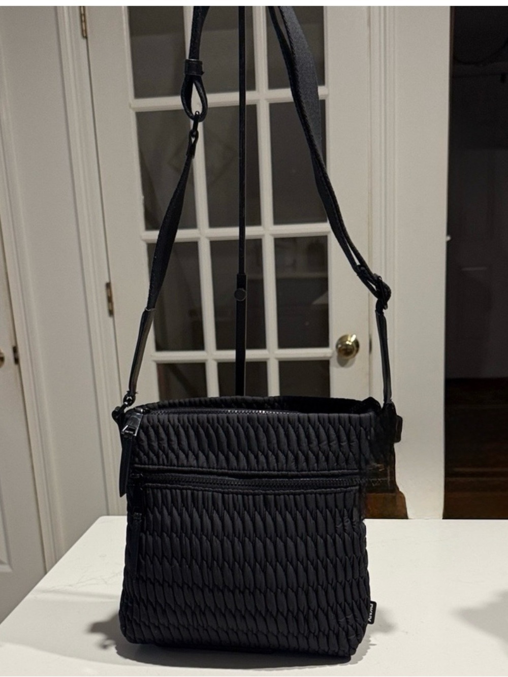 DKNY Black Quilted Crossbody Bag with Adjustable Strap
